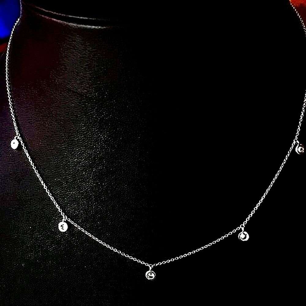 Diamond Necklace Sterling Silver 925 with 6, 2mm Quality Diamonds, SRP799